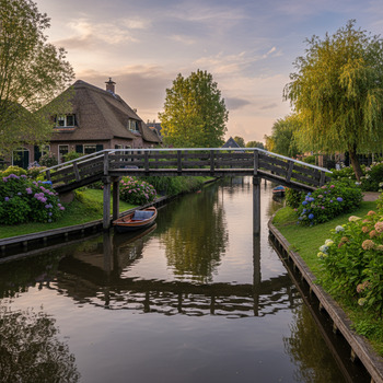 Houten voetbrug in Giethoorn