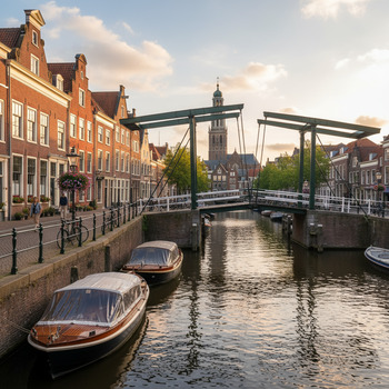 Klapbrug over de kade in Haarlem