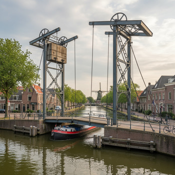 Stalen hefbrug met contragewicht