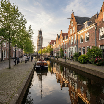 Gracht met kade in Leeuwarden