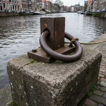 Meerpalenring bevestigd in natuursteen