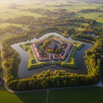 Luchtzicht op de stervormige vesting Naarden