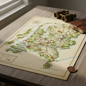 Kaartje met route langs grachten