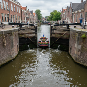 Detail van een sluiskolk in een kanaal