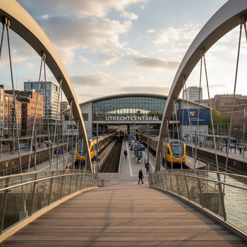 Zichtlijn van brug naar station