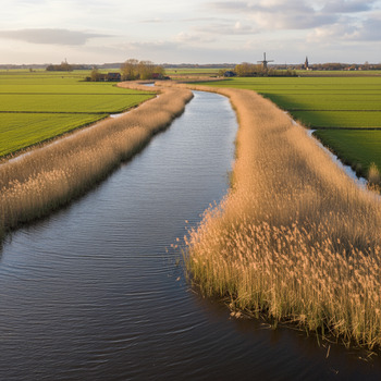 Watergang met rietzoom in de polder