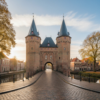 Sassenpoort in Zwolle met poorttorens